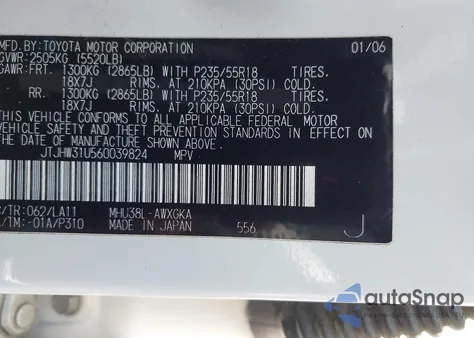 2006 Lexus Rx 400H from USA, damaged, VIN JTJHW31U560039824